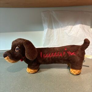 Adorable Brown Dachshund Plush I Love You